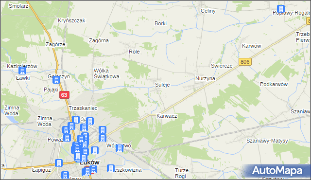 mapa Zabrodzie gmina Łuków, Zabrodzie gmina Łuków na mapie Targeo