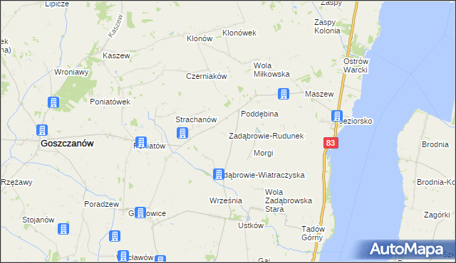 mapa Zadąbrowie-Rudunek, Zadąbrowie-Rudunek na mapie Targeo