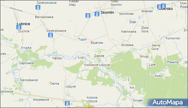 mapa Zadole gmina Skomlin, Zadole gmina Skomlin na mapie Targeo