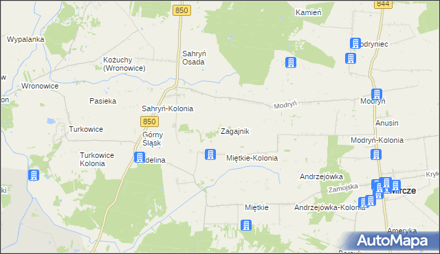 mapa Zagajnik gmina Werbkowice, Zagajnik gmina Werbkowice na mapie Targeo