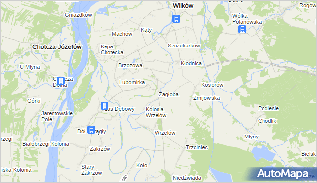 mapa Zagłoba gmina Wilków, Zagłoba gmina Wilków na mapie Targeo