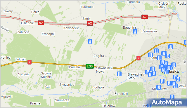 mapa Zagóra gmina Biała Podlaska, Zagóra gmina Biała Podlaska na mapie Targeo