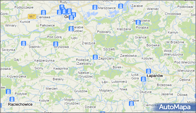 mapa Zagórzany gmina Gdów, Zagórzany gmina Gdów na mapie Targeo