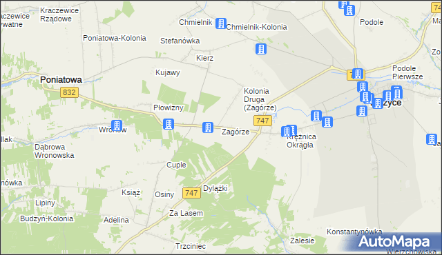 mapa Zagórze gmina Bełżyce, Zagórze gmina Bełżyce na mapie Targeo