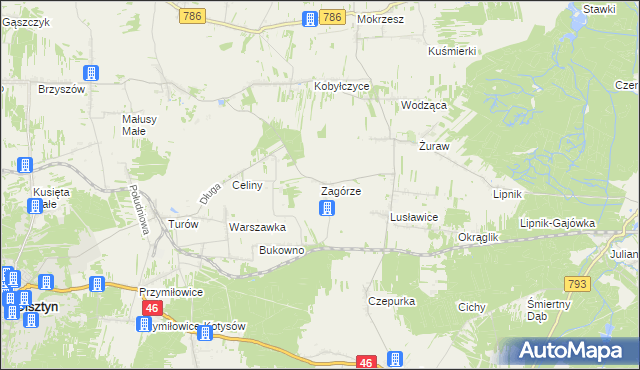 mapa Zagórze gmina Janów, Zagórze gmina Janów na mapie Targeo