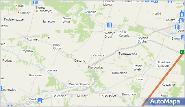 mapa Zagórze gmina Nagłowice, Zagórze gmina Nagłowice na mapie Targeo