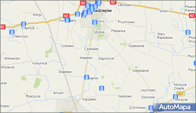 mapa Zagorzyce gmina Radziejów, Zagorzyce gmina Radziejów na mapie Targeo