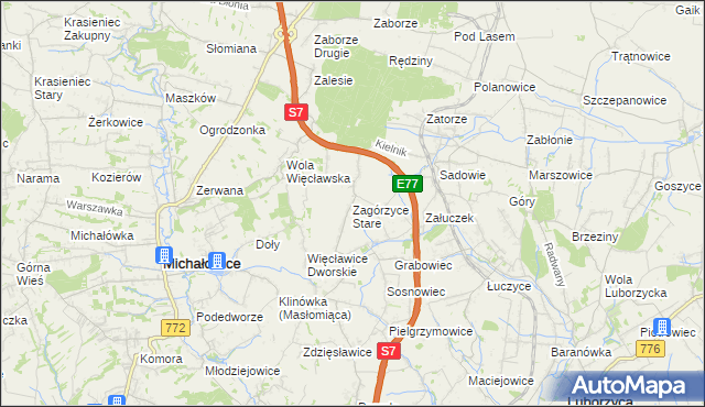 mapa Zagórzyce Stare, Zagórzyce Stare na mapie Targeo