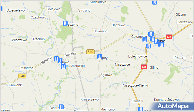 mapa Zągoty, Zągoty na mapie Targeo