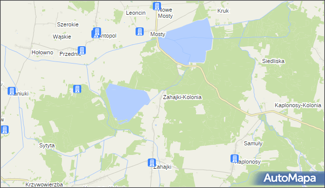 mapa Zahajki-Kolonia, Zahajki-Kolonia na mapie Targeo