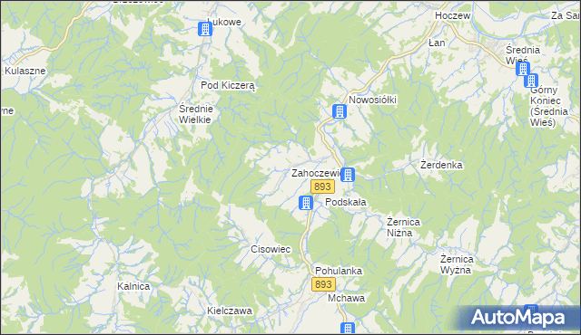 mapa Zahoczewie, Zahoczewie na mapie Targeo
