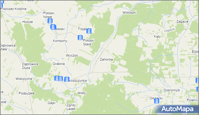 mapa Zahorów, Zahorów na mapie Targeo
