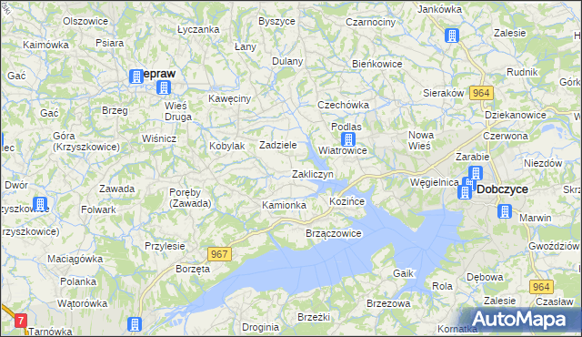 mapa Zakliczyn gmina Siepraw, Zakliczyn gmina Siepraw na mapie Targeo