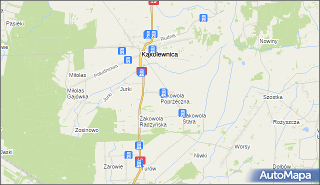 mapa Żakowola Poprzeczna, Żakowola Poprzeczna na mapie Targeo