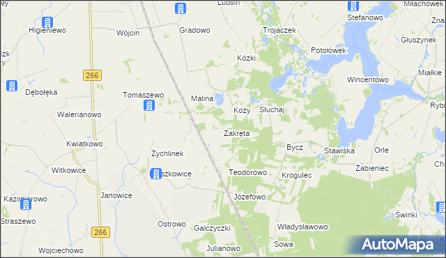 mapa Zakręta, Zakręta na mapie Targeo