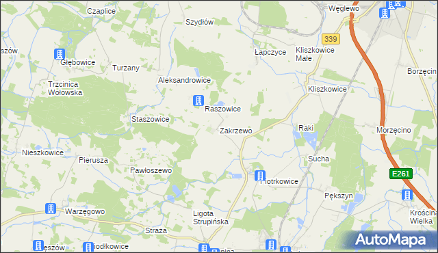 mapa Zakrzewo gmina Prusice, Zakrzewo gmina Prusice na mapie Targeo
