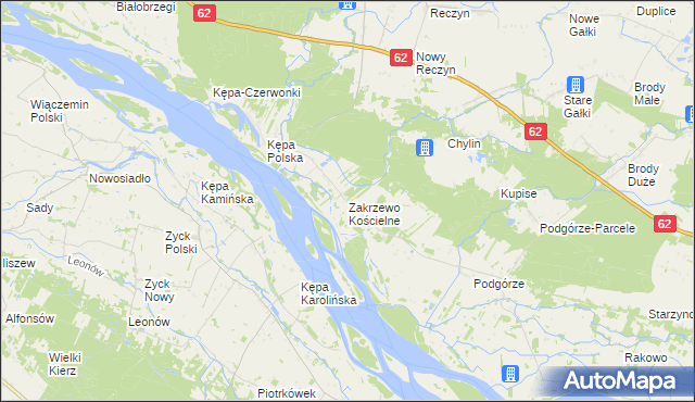 mapa Zakrzewo Kościelne, Zakrzewo Kościelne na mapie Targeo