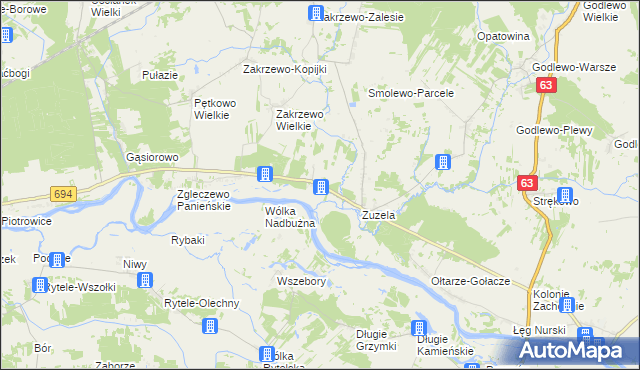 mapa Zakrzewo-Słomy, Zakrzewo-Słomy na mapie Targeo