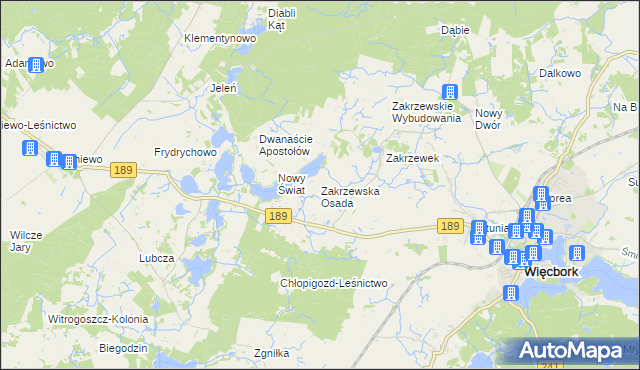 mapa Zakrzewska Osada, Zakrzewska Osada na mapie Targeo