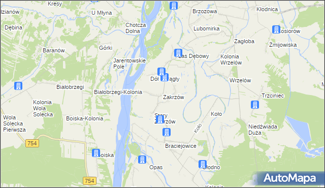 mapa Zakrzów gmina Łaziska, Zakrzów gmina Łaziska na mapie Targeo