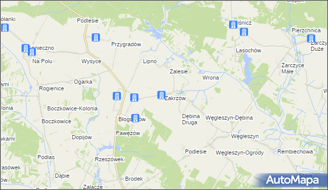 mapa Zakrzów gmina Oksa, Zakrzów gmina Oksa na mapie Targeo