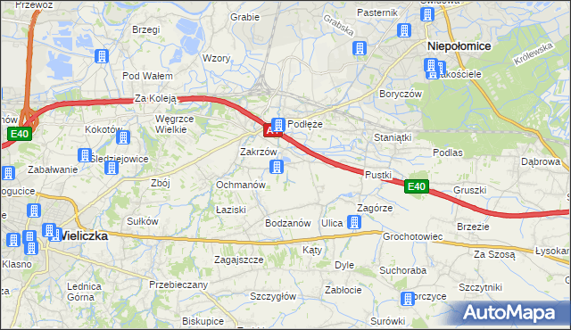 mapa Zakrzowiec, Zakrzowiec na mapie Targeo