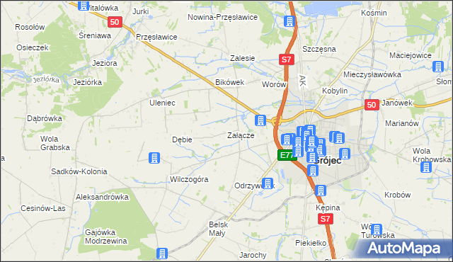 mapa Załącze gmina Grójec, Załącze gmina Grójec na mapie Targeo