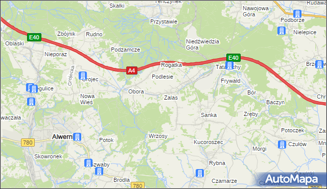 mapa Zalas gmina Krzeszowice, Zalas gmina Krzeszowice na mapie Targeo