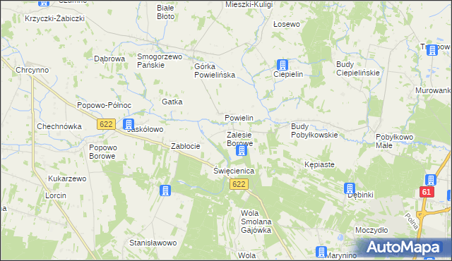 mapa Zalesie Borowe, Zalesie Borowe na mapie Targeo