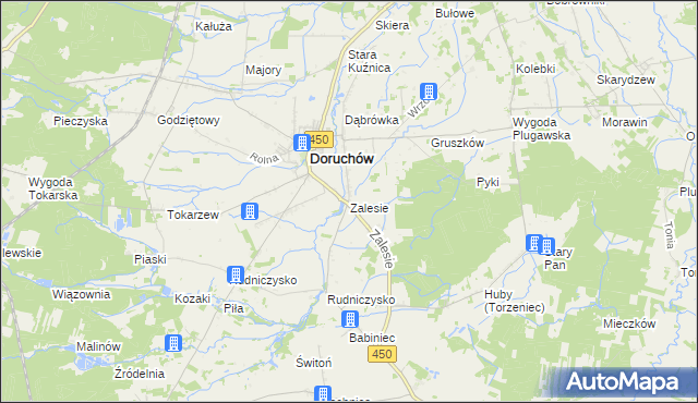 mapa Zalesie gmina Doruchów, Zalesie gmina Doruchów na mapie Targeo