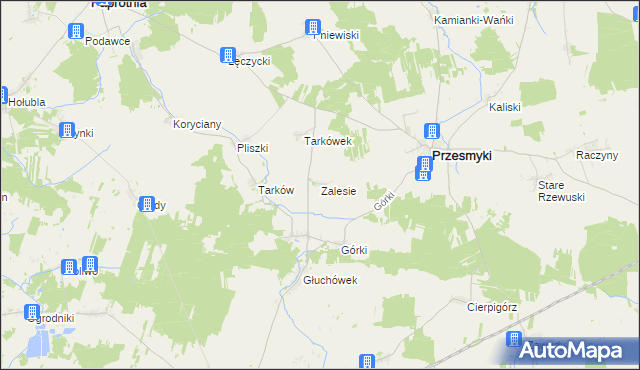 mapa Zalesie gmina Przesmyki, Zalesie gmina Przesmyki na mapie Targeo