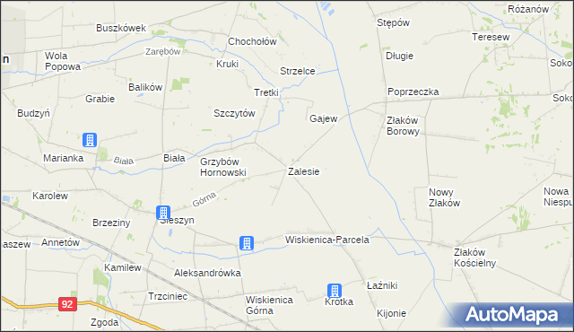 mapa Zalesie gmina Zduny, Zalesie gmina Zduny na mapie Targeo