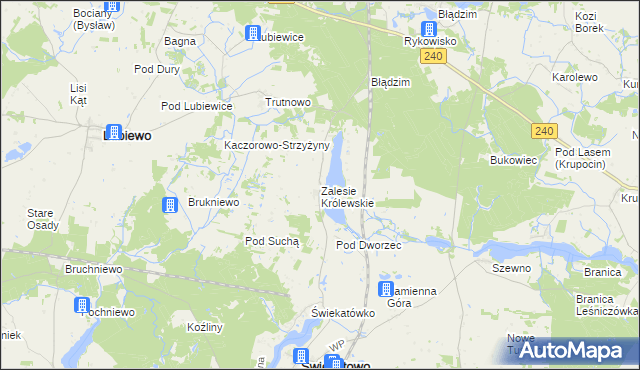 mapa Zalesie Królewskie, Zalesie Królewskie na mapie Targeo