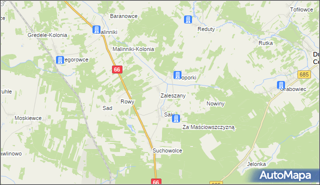 mapa Zaleszany gmina Kleszczele, Zaleszany gmina Kleszczele na mapie Targeo