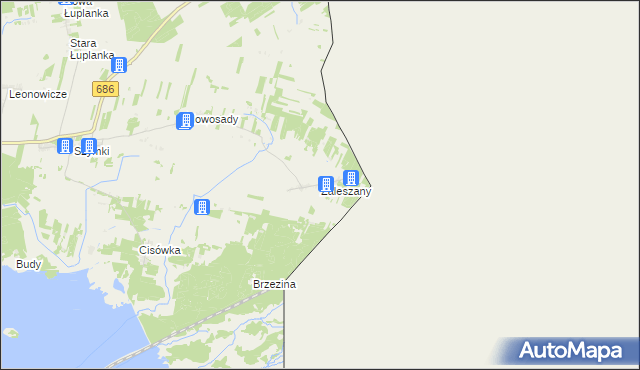 mapa Zaleszany gmina Michałowo, Zaleszany gmina Michałowo na mapie Targeo