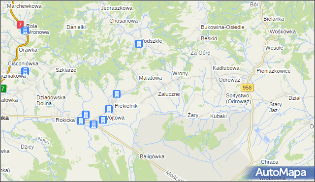 mapa Załuczne, Załuczne na mapie Targeo