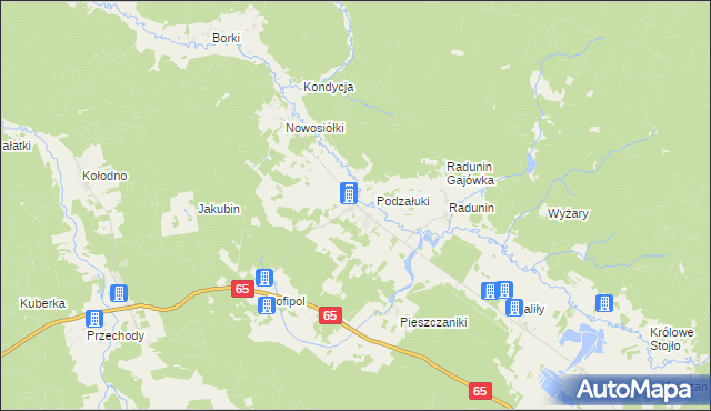 mapa Załuki gmina Gródek, Załuki gmina Gródek na mapie Targeo