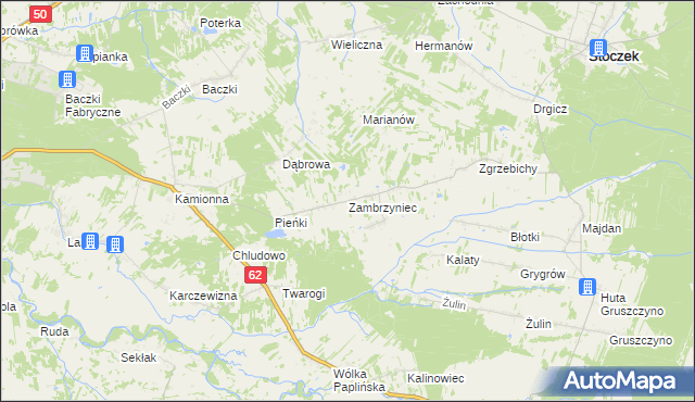 mapa Zambrzyniec, Zambrzyniec na mapie Targeo