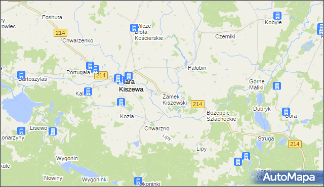 mapa Zamek Kiszewski, Zamek Kiszewski na mapie Targeo
