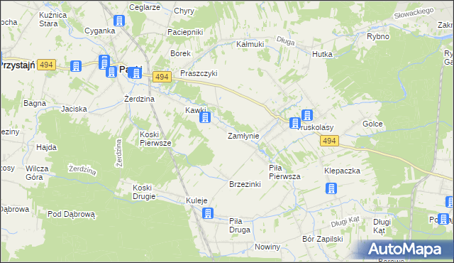 mapa Zamłynie gmina Wręczyca Wielka, Zamłynie gmina Wręczyca Wielka na mapie Targeo