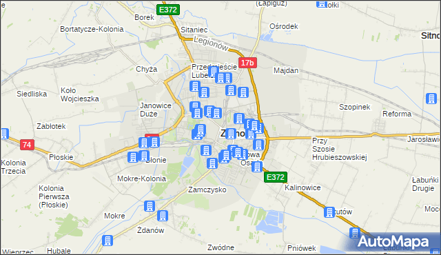 mapa Zamościa, Zamość na mapie Targeo