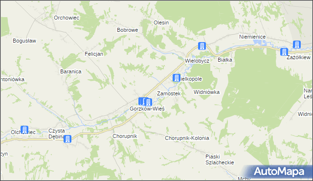 mapa Zamostek gmina Gorzków, Zamostek gmina Gorzków na mapie Targeo