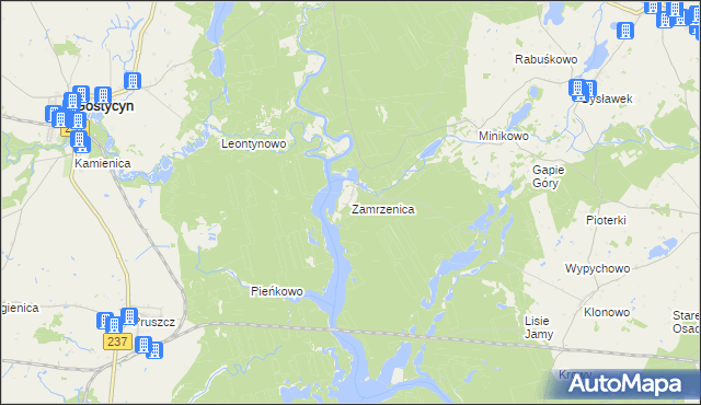 mapa Zamrza, Zamrza na mapie Targeo