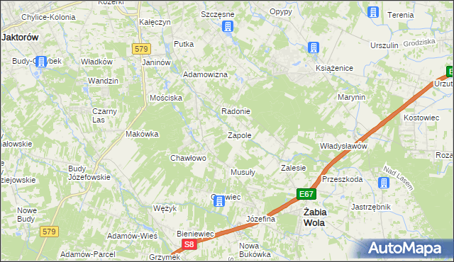 mapa Zapole gmina Grodzisk Mazowiecki, Zapole gmina Grodzisk Mazowiecki na mapie Targeo