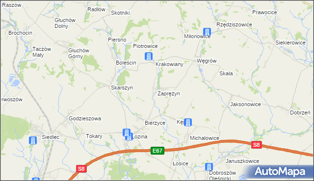 mapa Zaprężyn, Zaprężyn na mapie Targeo