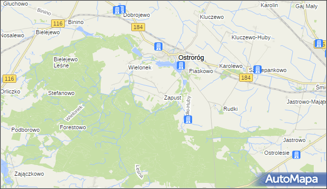 mapa Zapust, Zapust na mapie Targeo
