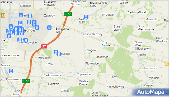 mapa Zarogów, Zarogów na mapie Targeo