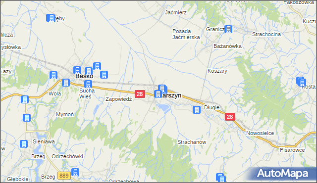 mapa Zarszyn, Zarszyn na mapie Targeo