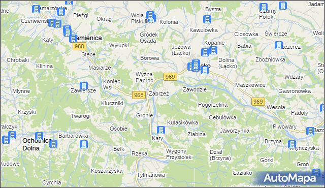 mapa Zarzecze gmina Łącko, Zarzecze gmina Łącko na mapie Targeo