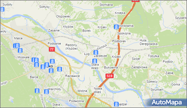 mapa Zarzecze gmina Nisko, Zarzecze gmina Nisko na mapie Targeo